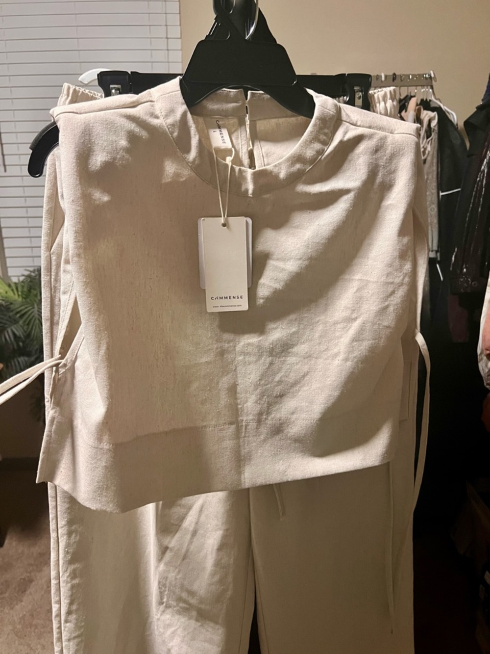 Commense Women's Linen Cream Two-Piece Set - Picture 8 of 12